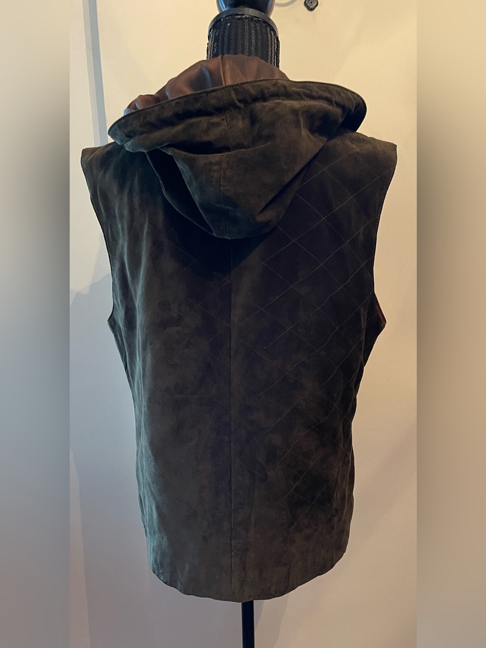 Danier Dark Green Suede Hooded Zip Vest Size Large - Picture 6 of 11